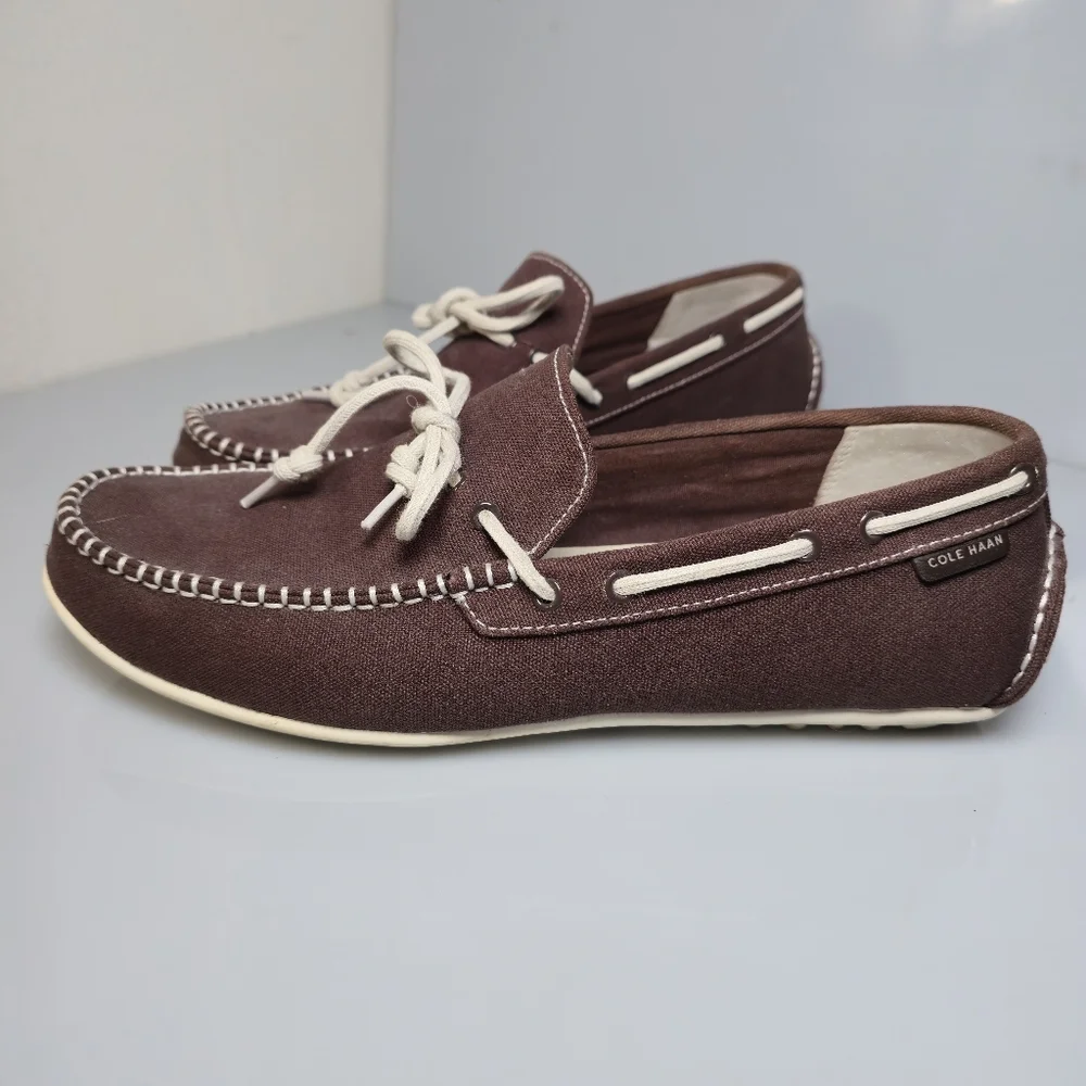 Cole Haan Boothbay Brown Canvas Moc Boat , Driving Shoe's Men's Size 12M